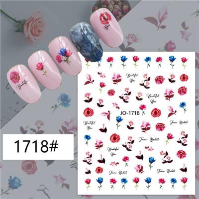 China 3D Dried Flower Nail Decals , Self Adhesive Colorful Leaves Nail Stickers OEM ODM for sale