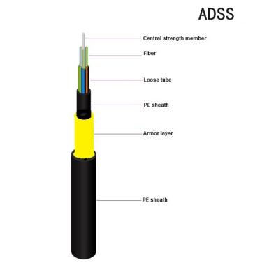 China 24 48 72 Cores ADSS Fiber Optic Cable All Dielectric Self Supporting Fiber Optic Cable for sale