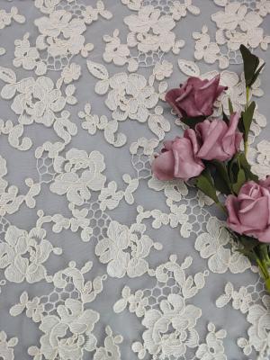 China Material atado floral beige del cordón del cordón de la tela del cordón del color 3D en venta