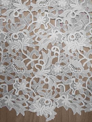 China Chemical Floral Embroidery Lace Fabric 119CM Width Iron on Backing for sale