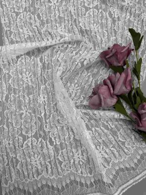 Chine Tissu floral blanc de dentelle de 55 pouces en composition en nylon en rayonne de coton avec le cil de feston à vendre