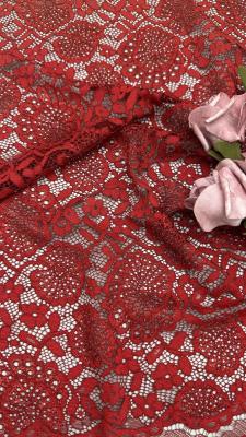 Китай High Quality Red Color Corded   Shine Floral Scalloped Edge Lace Fabric By The Yard Dress for fashion продается