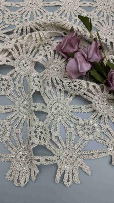 China Hot Sale High Quality 100% Cotton Off White Beaded Embroidery Full Width Fabric For Party Dress For Fashion à venda