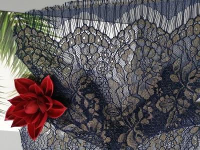 China Eyelash Metallic Lurex Scallop Edge Lace Fabric For Lady Dress Garment for sale