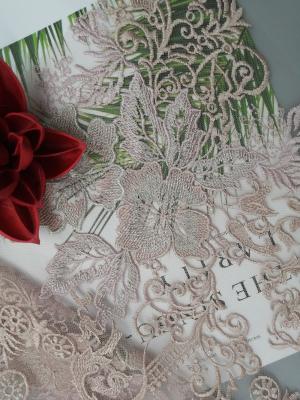 China 70 yards Lace Table Cloth Pink Embroidered Lace Fabric for sale