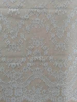 China Grey 100% Nylon Eyelash Scallop Lace 3D Floral Lace Fabric for sale