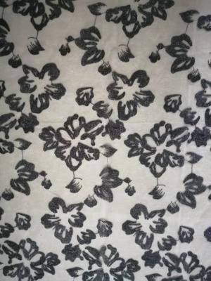 China Black Delicate Corded 3D Floral Lace Fabric Embroidered Bridal Fabric for sale