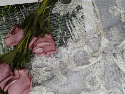 China Tulle Lurex Metaalmesh fabric ivory lace fabric voor Huwelijkskleding Te koop