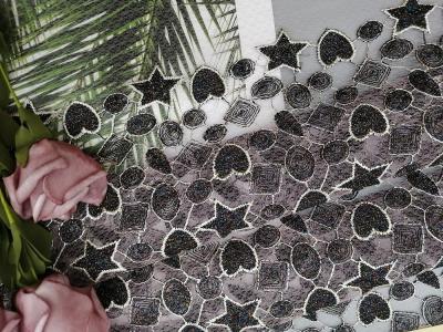 Chine Tissu coloré métallique de broderie de Lurex de forme d'étoile pour la robe de petite fille à vendre