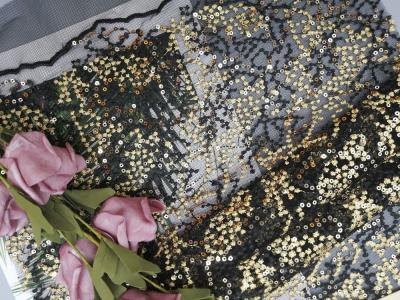 China Lentejuela bordada negro Mesh Fabric del partido del 125CM en venta
