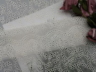 China Ivory Embroidered Eyelet Fabric for sale