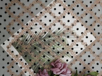 China 125cm Polka Dot Embroidery Flocked Tulle Mesh Fabric for sale