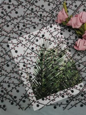 China Lentejuela bordada gota multicolora Mesh Fabric del cordón en venta