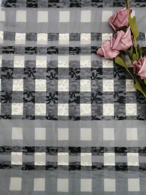 China Plaid Pattern Embroidery Striped Lace checkered print fabric for sale