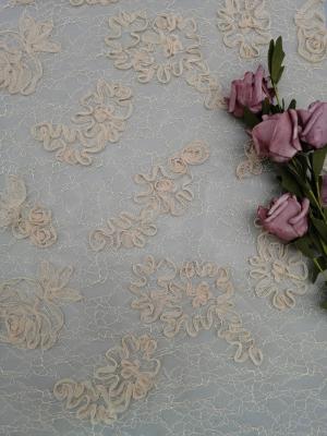 China Cording Lace 100% Polyester Embroidered Apparel Fabric for sale