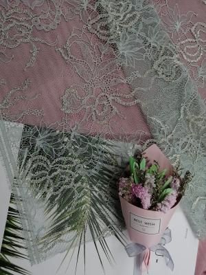 China French Chantilly Eyelash Metallic Lurex Scallop Lace Fabric for sale