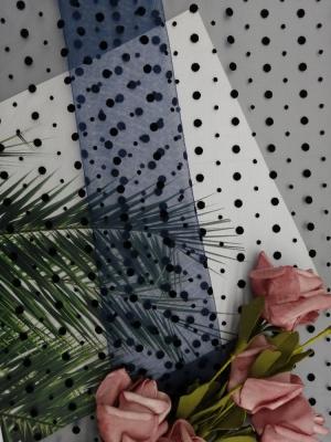 Chine Marine Dot Tulle Flocked Mesh Fabric pour Madame Evening Dress à vendre