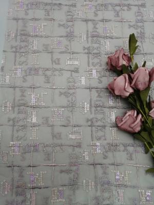 China Geo Sequin Embroidered Fabric Lace For Home Textiles for sale