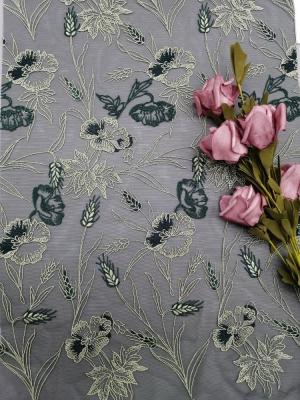 China Embroidered Tulle Mesh Fabric Garden Flower Lace Bedding Cloth for sale