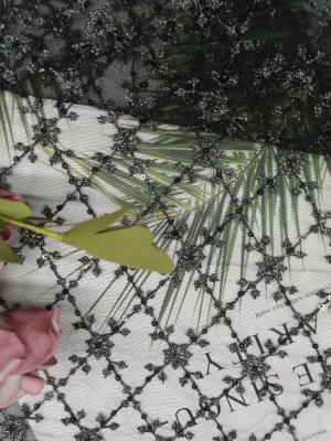중국 침구 기사를 위한 ODM 얇은 명주 그물 메시 스팽글 수 놓은 직물 판매용