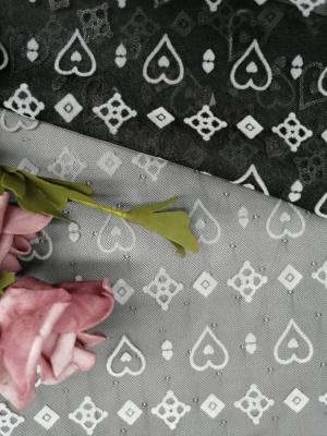 Chine Azo Tulle libre Mesh Printed Lace Fabric Balck a rectifié le flocage blanc à vendre