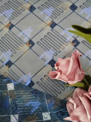 Chine Grille Tulle de tissu de dentelle imprimée par Digital de la couleur 125CM de marine à vendre