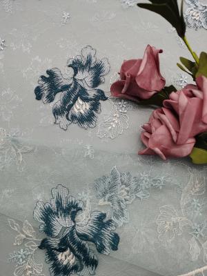 China Colored Mesh Embroidered Lace Fabric For Lady Garment for sale