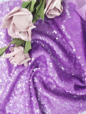 China Lentejuela brillante de la lentejuela de la tela bordada de Tulle de la lentejuela de la tela púrpura del cordón en venta