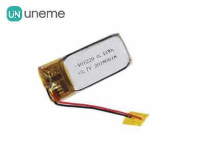 China Deep Cycle Custom Lithium Polymer Battery 110mAh 0.2C MP3 401229 Durable for sale