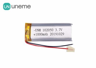 China 3.7V 1000mAh 102050 Lithium Polymer Battery Customized IEC62133 UN38.3 Certificated for sale