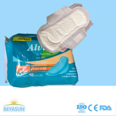Chine Tissu serviettes hygiéniques emballées en papier de dames de film de PE de pulpe de SAP et de duvet à vendre