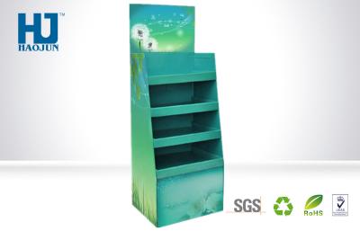 China Green POS Paper Stands Corrugated Cardboard Floor Displays Customized for sale