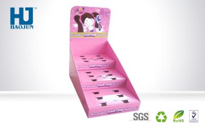 China Pink Pop Paper Cardboard Counter Display With Holes For Comb Hair Brush Comb for sale