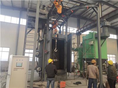 China Double Hook 600mm Hanger Type Shot Blasting Machine For Forging Parts Cleaning for sale