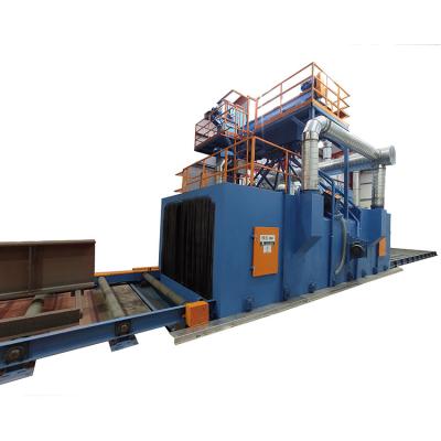 China Steel Structural Sand Shot Blasting Machine Roller Conveyor Type 1.4M/Min Wheel Blasting Machine for sale