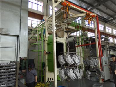 China Double Hanger Hook Type Sand Blasting Machine Workpiece 500kg For Alloy Wheels for sale