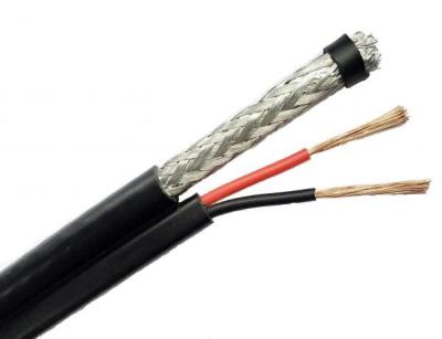 China Cobertura compuesta del cable coaxial el 95% de RG6/U con el alambre de la alimentación del poder para la cámara de HD en venta