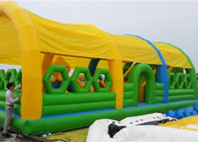 China Water Proof And Fire Retardant Inflatable Amusement Park with Roof in Green for sale