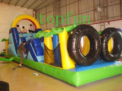 China Custom Made Fireproof Safety Rent Inflatable Obstacle Course For Kids for sale