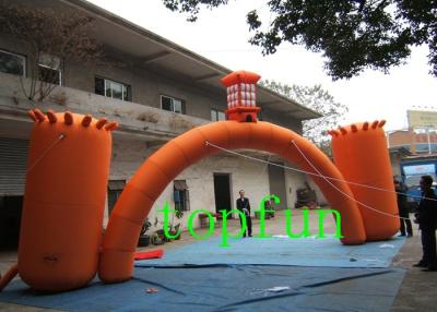 Chine Voûte gonflable orange adaptée aux besoins du client d'entrée avec 2 le grand pilier, approbation d'en de la CE à vendre