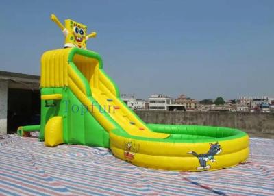 China SpongeBob Multifunctional Inflatable Water Slide With Basket Hoops PVC Tarpaulin for sale