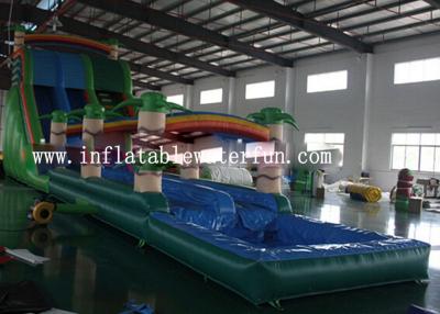China Commercial PVC Tarpaulin Green Jungle Inflatable Water Slide With Small Pool for sale