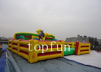 China Yellow Machine Inflatable Rodeo Bull Arena 0.55mm Tarpaulin For Amusement Park for sale