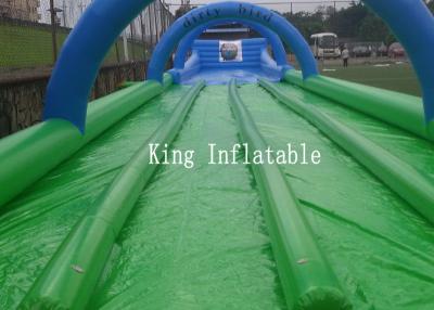 China Custom 1200m Inflatable Slip N Slide PVC Tarpaulin Four Lanes Inflatable Slip Slide for sale