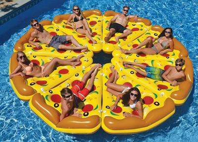 China Inflatable Pizza Giant Pool Float Mattress Water Party Swimming Beach Bed Sunbathe Mat for sale