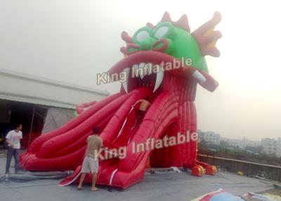 China Beautiful Red Dragon Inflatable Water Slide With Moster Model PVC For Adults for sale