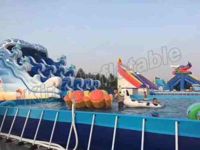 China 2 Years Warranty Animal Inflatable Water Parks With Frame Pool / Cartoon Slide for sale