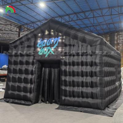 China Portable Large Party Tent House Black LED Light Disco Bar Inflatable Cube Tent for sale
