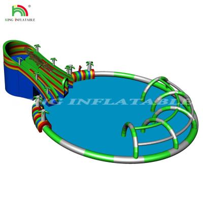 China Commercial Water Play Equipment Mobile Land Inflatable Ground Water Park Large Pool Slide for sale
