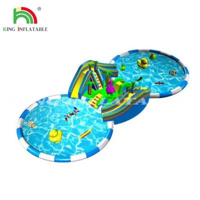China Inflatable Water Slide With Pool Park Inflatable Aqua Land Water Park Games for sale